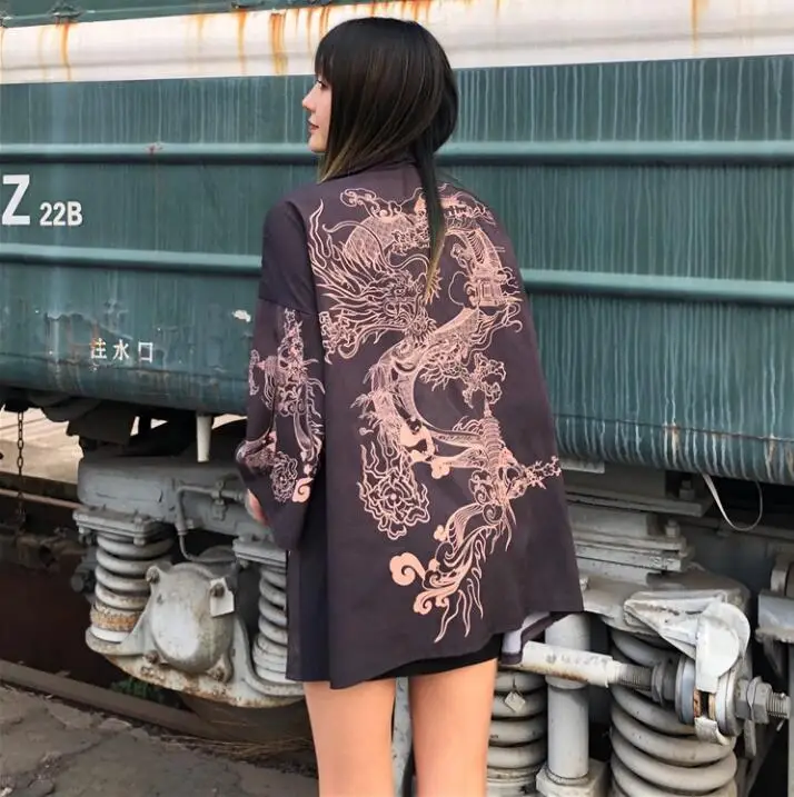 Японский стиль пальто кимоно летний кардиган Ретро юката женщина мужчина