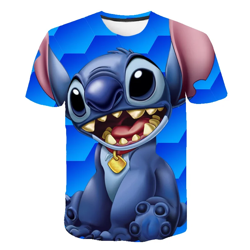 3D Lilo Stitch одежда для девочек розовая детская футболка Kawaii аниме мальчиков