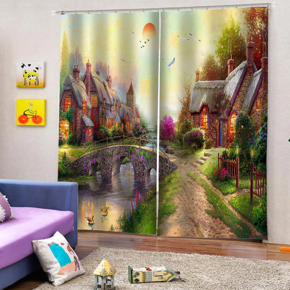 2 шт./комплект занавески на окна с принтом волка | Дом и сад