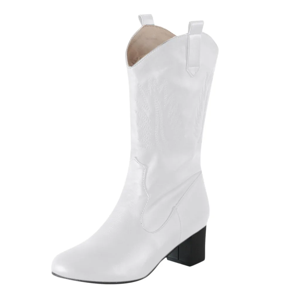 SAGACE без шнуровки сапоги до колена Женские ковбойские ботинки в стиле вестерна