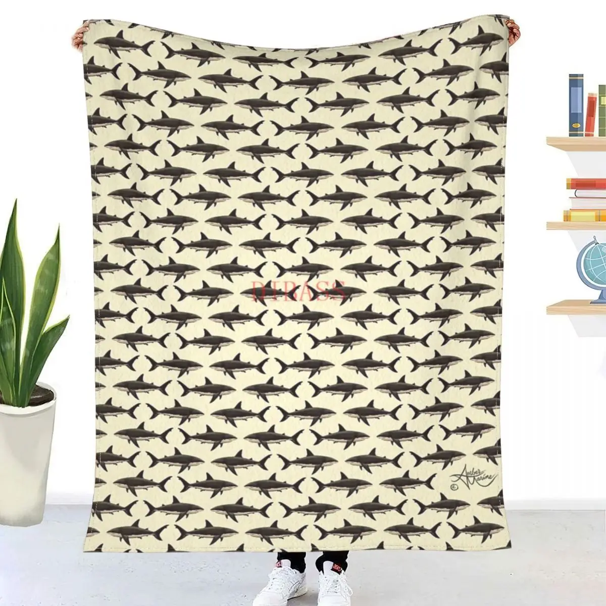 

Фланелевое покрывало с 3D-принтом «Большая Белая Акула» (Винтажная Версия)