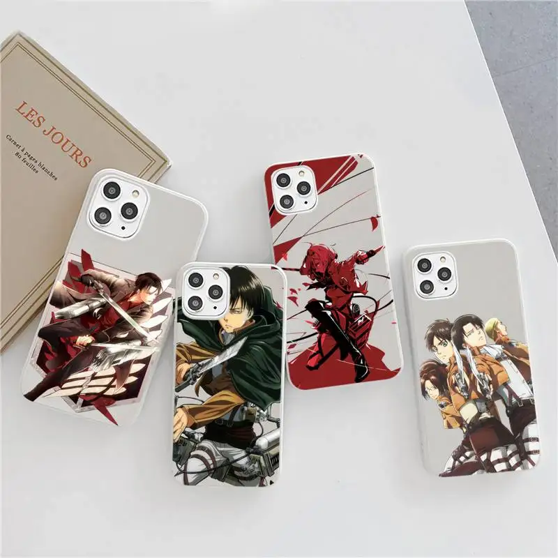 

attack on Titan Phone Case Candy Color for iPhone 6 6S 7 8 11 12 XS X SE 2020 XR mini pro Plus MAX mobile bags iphone 12 pro