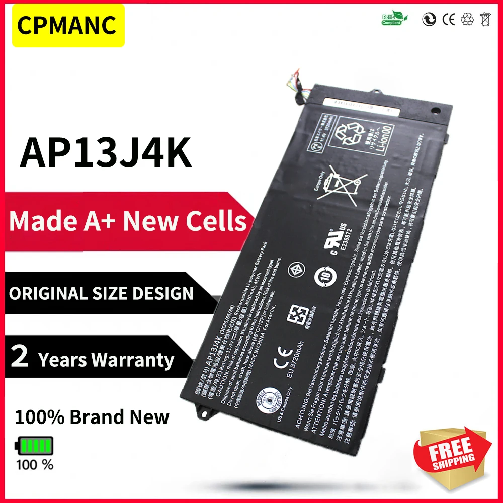 CPMANC новый аккумулятор AP13J4K AP13J3K для Acer Chromebook C720 C720P C740 C720-2844 C740-C5U9 11,4 V 3920mAh