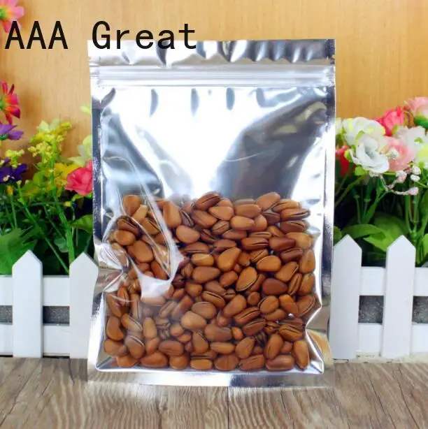 100 шт./лот передний Прозрачный упаковщик из фольги майлар пакеты на молнии для