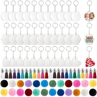 24 pcs acrylic keychains blank colorful tassels metal decoration keyrings with 24 jump rings for diy projects and tags