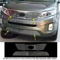 for kia sorento 2013 2014 car styling body cover protection detector metal trim racing front up grid grill grille
