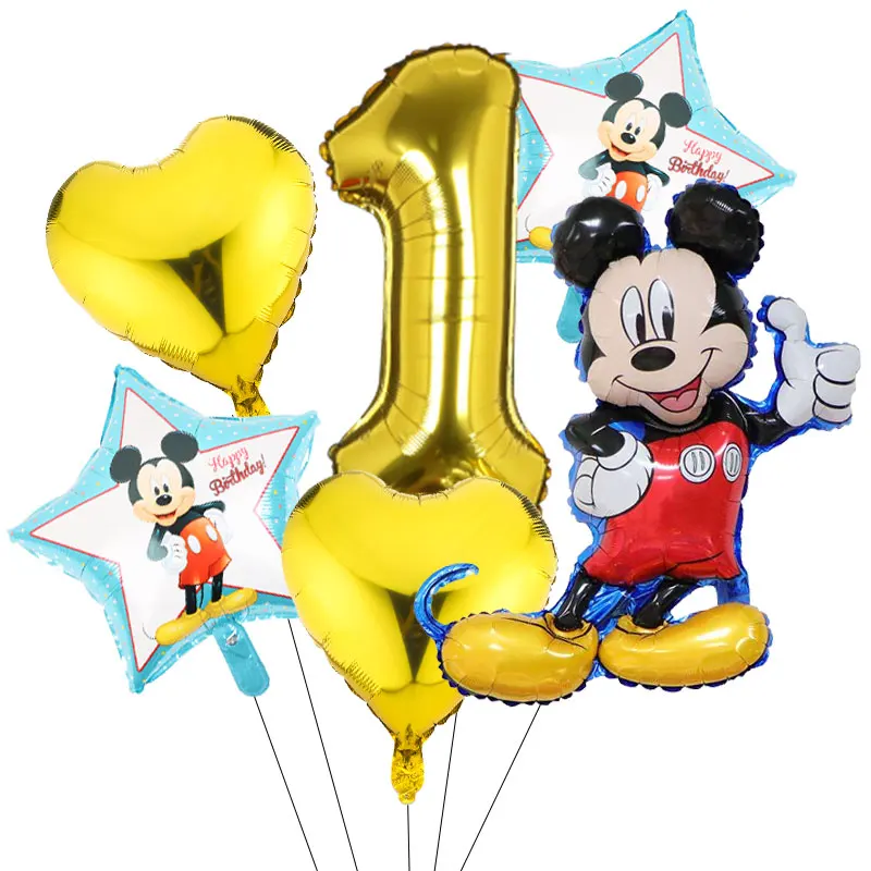 

6pcs Disney Mickey Minnie Mouse Party Foil Balloons Gold Rose 0-9 Digital Balloons Baby Shower Party Decoration Kids Favor Toys