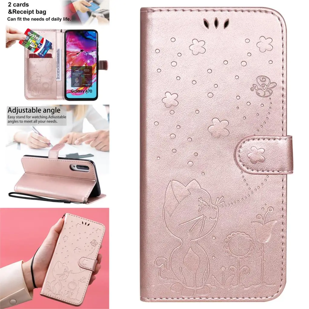 Бронированные Чехлы для Samsung A70S, защитный чехол-кошелек из искусственной кожи с изображением пчелы для Samsung A70, A71, 5G, A91, 4G, A70E, A81