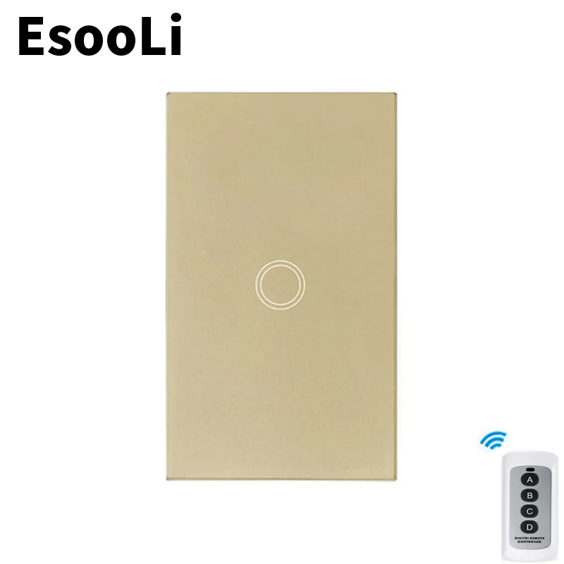 EsooLi Золотой дистанционный сенсорный выключатель стандарта США/Австралии для