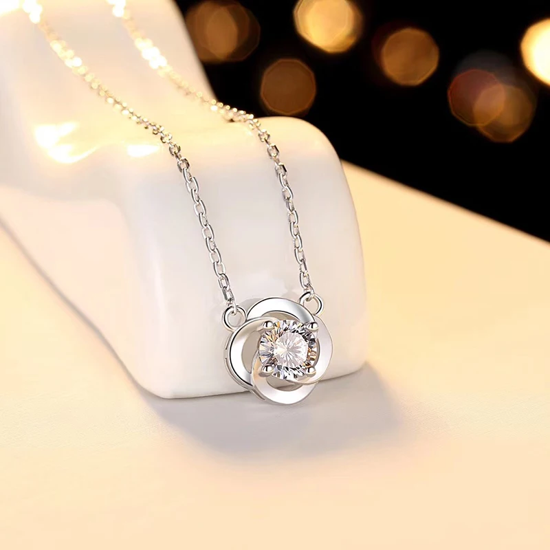 BOEYCJR 925 Silver 0.5ct F color Moissanite VVS Engagement Elegant Wedding Pendant Necklace for Women Anniversary Gift | Украшения и