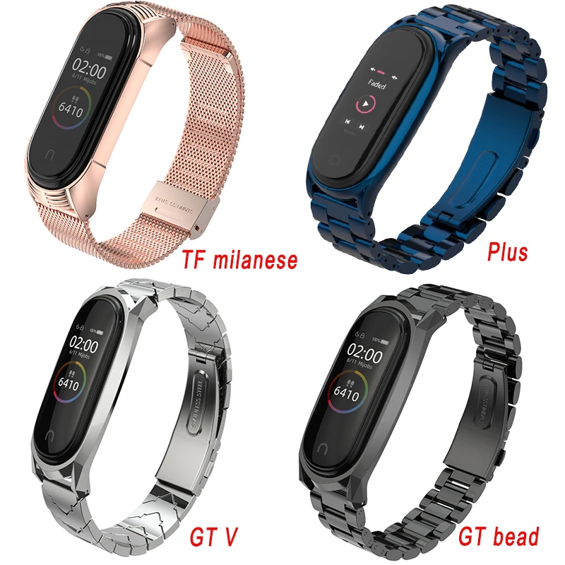 Mi jobs mi band 4 ремешок V стиль металлический браслет для Xiaomi mi ремешок 4 ремешок correa нержавеющая сталь mi Band 3 ремешок, умный Браслет
