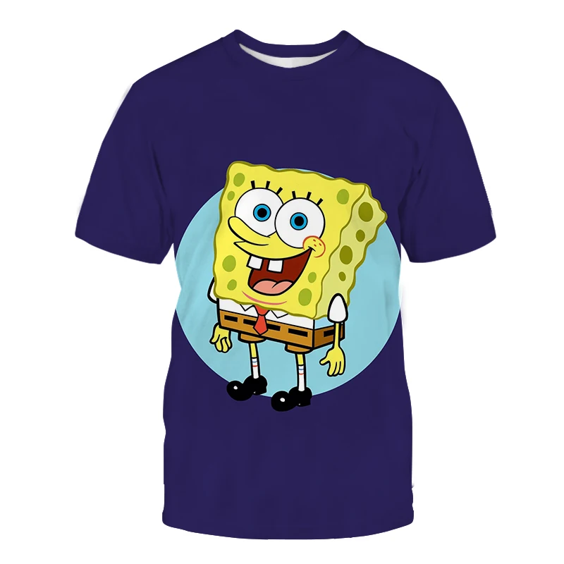 

2021 Summer New Style 3D Printing Trendy Children's T-Shirts Boys Girls Kids Shirts Yellow Sponge Print Oversized T-Shirts Tops