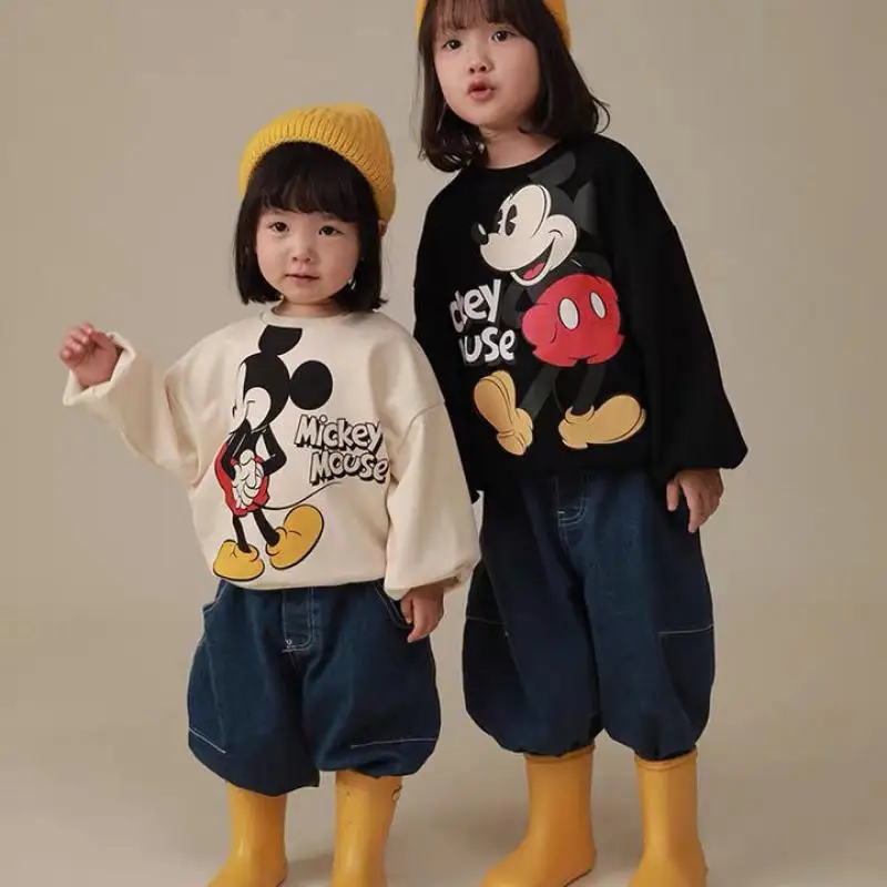 

Mickey Blouse Children's Print Round Neck Kawaii Long-Sleeved Thickened Warm Autumn and Winter New Cute Baby Clothing 2021