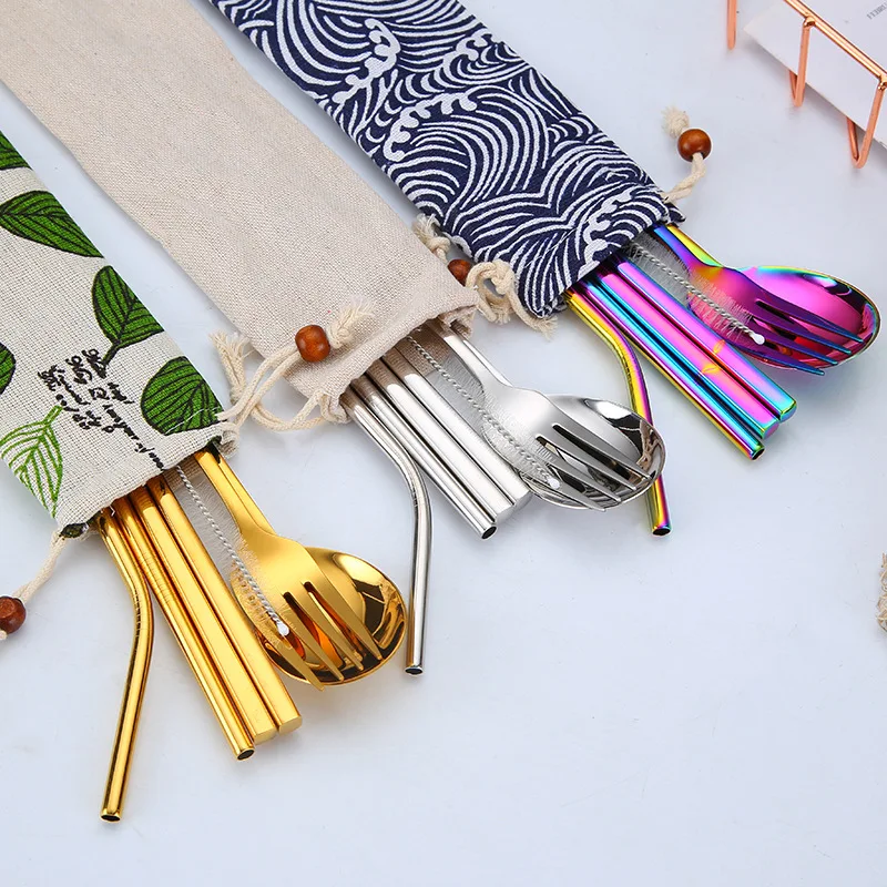 Лидер продаж набор столовых приборов из нержавеющей стали западные портативные