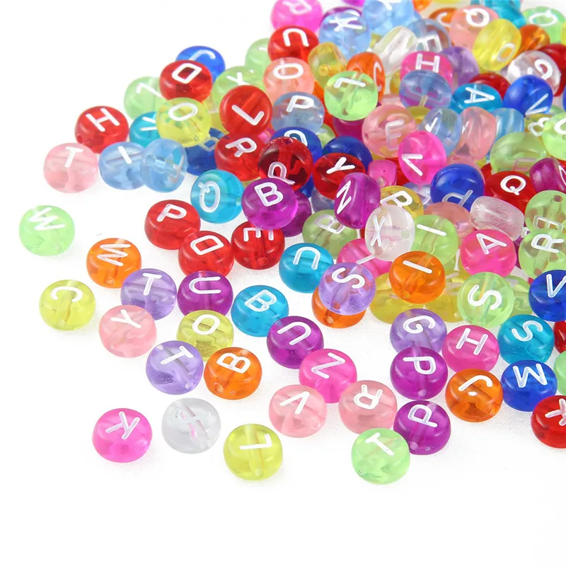 100 шт./лот Красочные акриловые бусины с буквами разделенные английским алфавитом