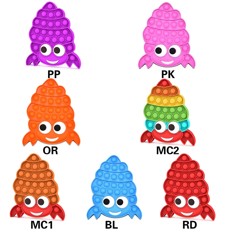 

New Cute Hermit Crab Shape Push It Bubble Fidget Adults Autism Needs Stress Reliever Children's Decompression Educational Toy