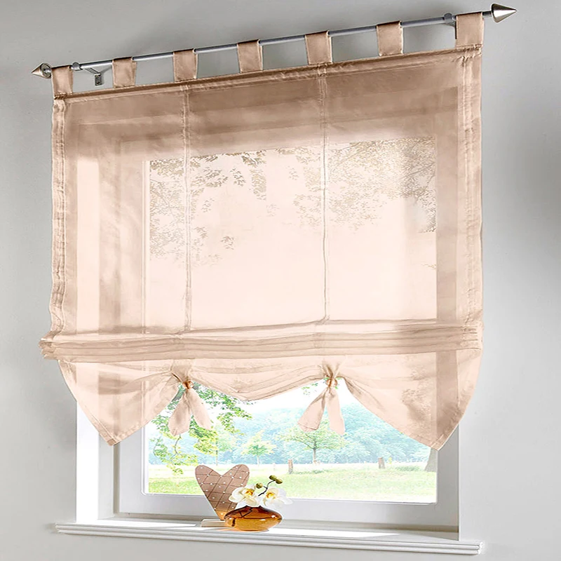 Короткие шторы для кухни затеняющие солнце ленточные занавески тюль гостиной