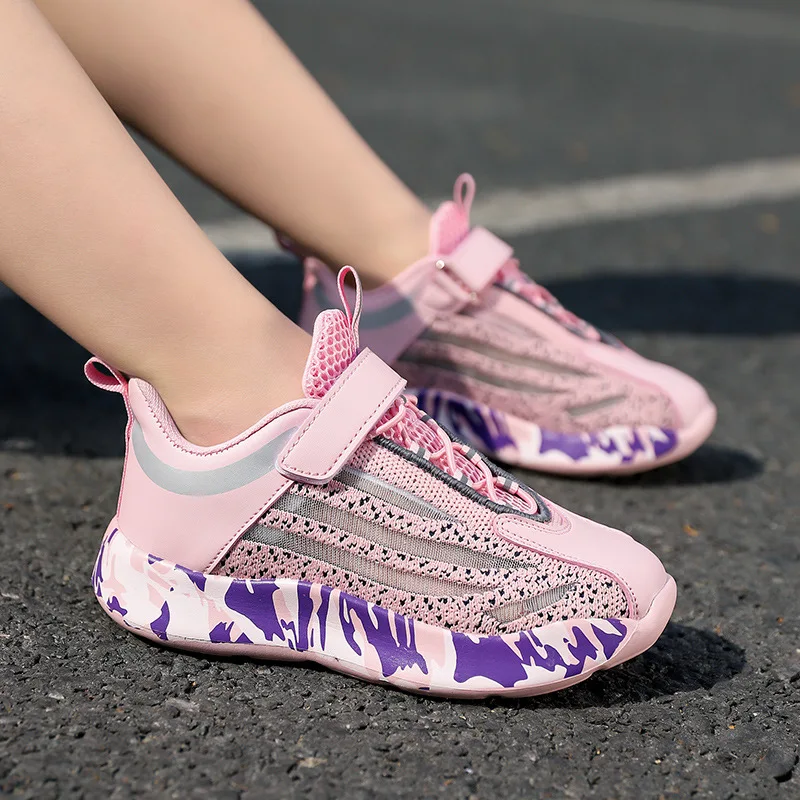 

Spring Girls Shoes New Comfort Mesh Breathable Light Running Soft Sole Children's Sneakers Leisure Large Student Flats Shoes