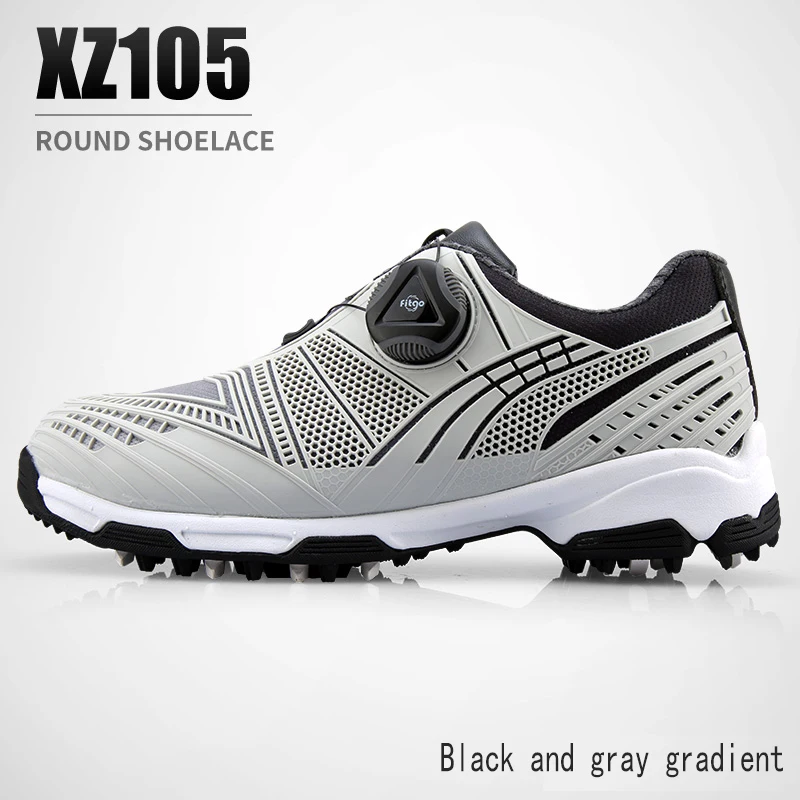 Black gray gradient PGM/Новинка; обувь для гольфа для мальчиков и девочек; водонепроницаемые кроссовки; дышащая обувь с вращающейся шнуровкой; нескользящая обувь; двойная Лакированная обувь; Exoskeleos; верх - Цвет: Black gray gradient