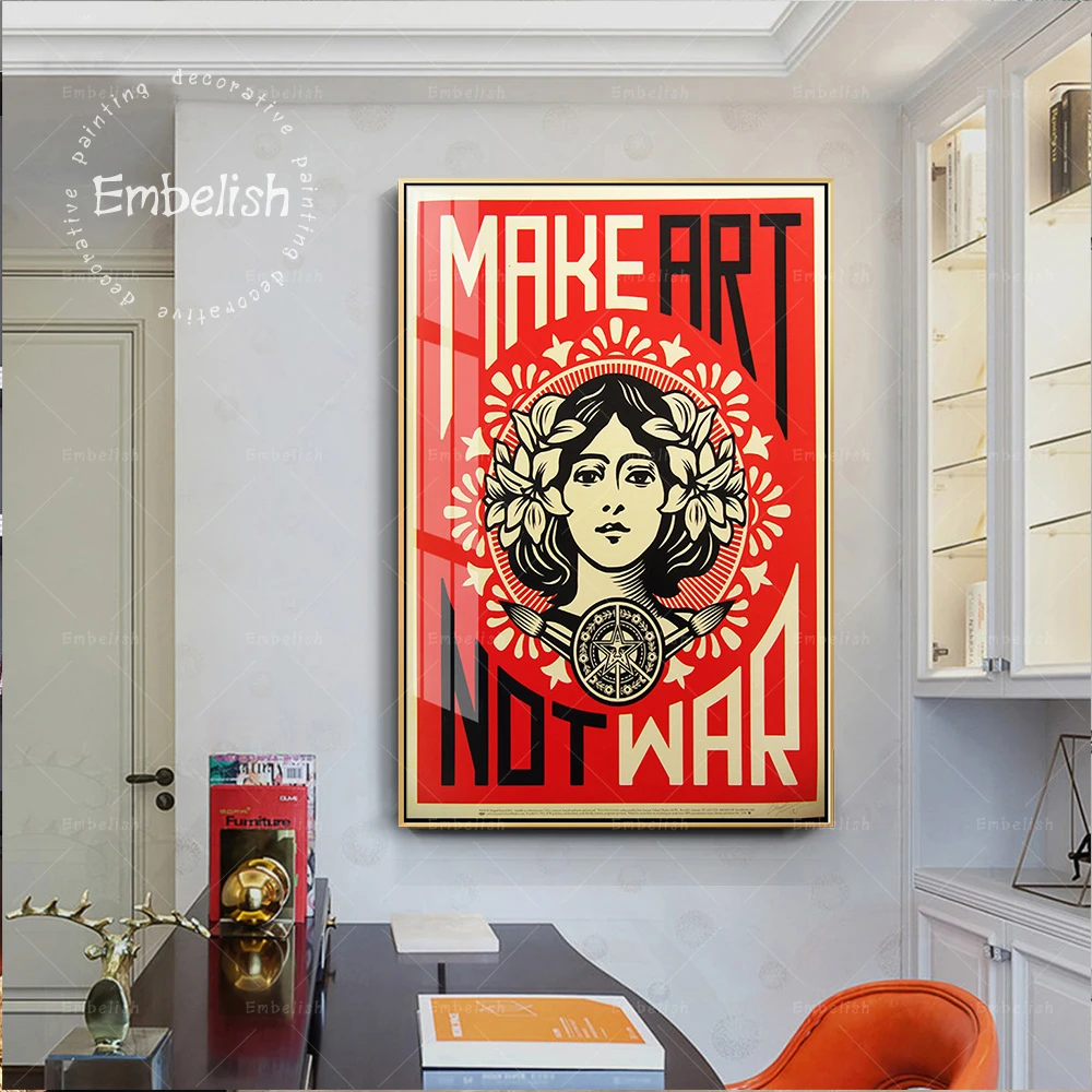 

1 Pieces Hot Make Art Not War HD Spray On Canvas Oil Paintings For Living Room Modern Home Decor Poster Wall Art Picture Artwork