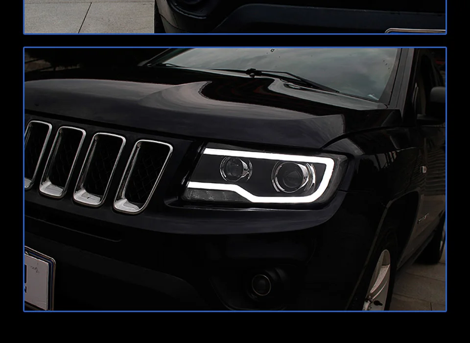 AKD автомобильный Стайлинг для Jeep Compass фары 2011- компас светодиодный фонарь светодиодный DRL Биксеноновые линзы Высокий Низкий луч парковка