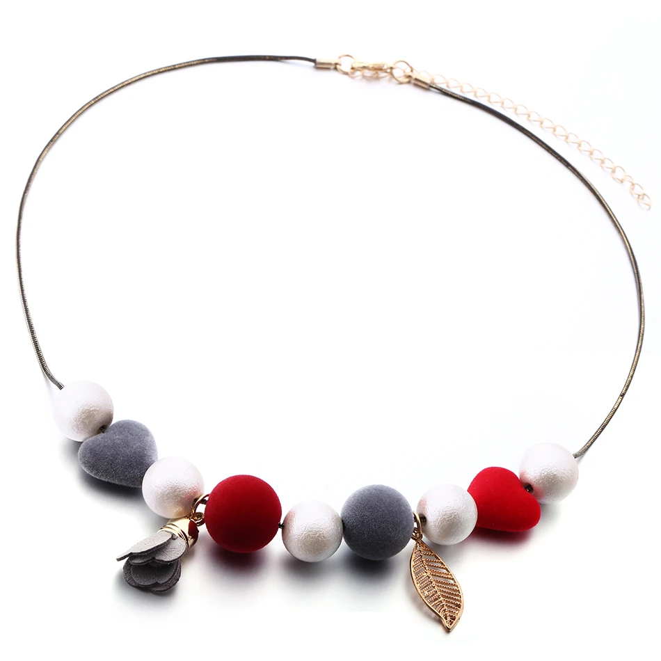 Женское Ожерелье в форме сердца с помпонами ожерелья и кулоны виде цветов