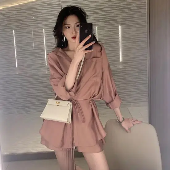 Летние женские брючные костюмы комплект на шнуровке из двух предметов наряд