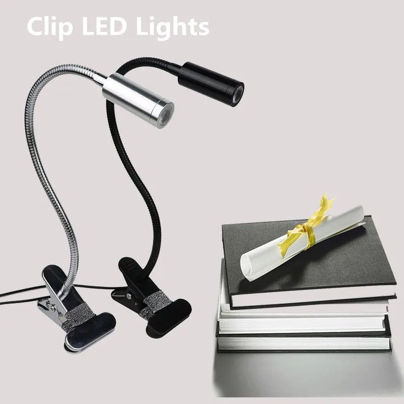 

3W LED Clip Desk Lamp USB Powered Clip on Lights Flexible Bedside Book Reading Lights For Study Room Bedroom Travel Table Lamps