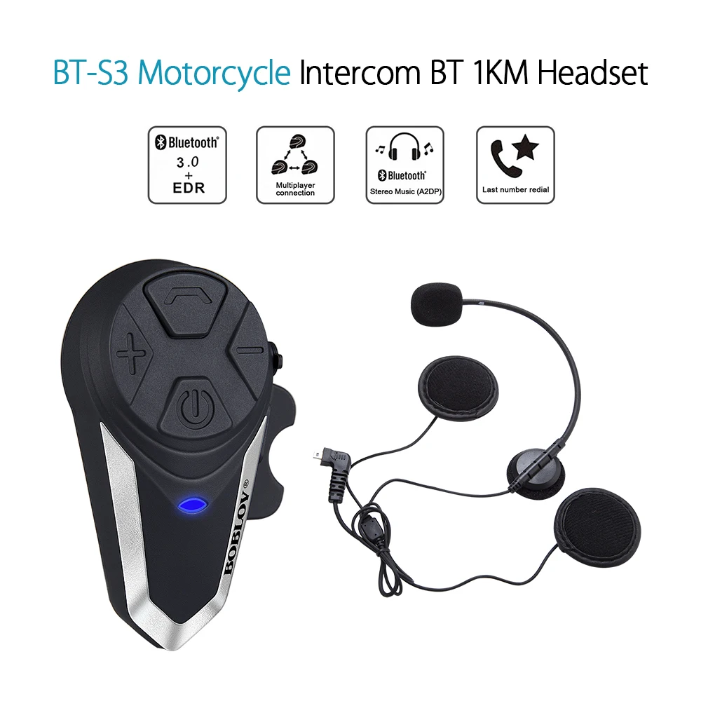 BOBLOV BT-S3 мотоциклетный шлем домофоны 3 всадника переговорное устройство для