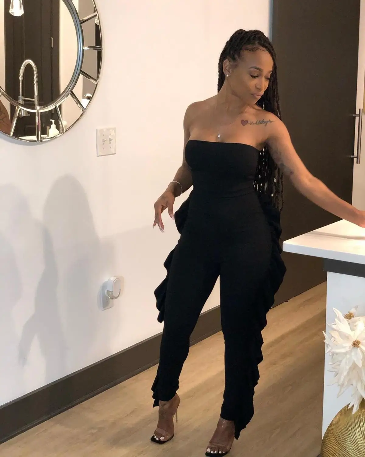 

European sexy solid color slim one-piece pants fashion off shoulder sleeveless women's bra pants