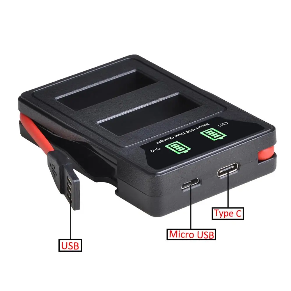 Аккумулятор BLS5 2000 ма · ч светодиодный двойной с портом type C для Olympus PEN зарядным