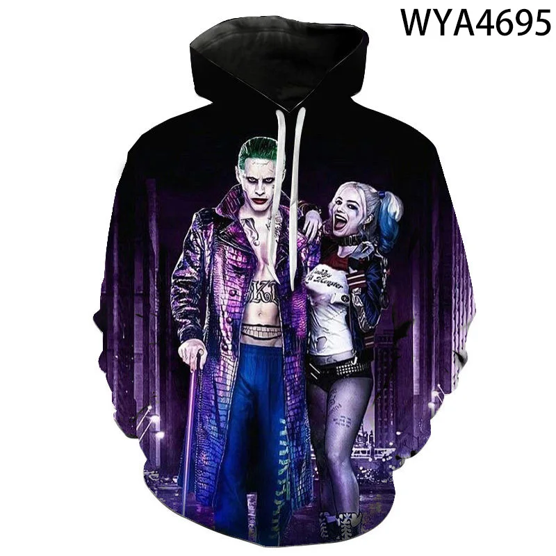 

Новые модные толстовки с капюшоном Гарри Квинн для мужчин и женщин, Детские свитшоты, пуловер с 3D принтом, уличная одежда, повседневные топы ...