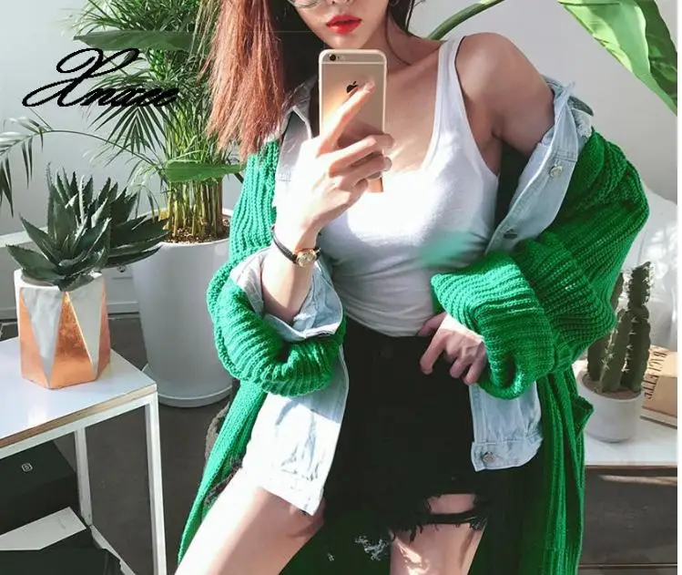 

Xnxee women's sweater Korean long section thickening cardigan 2020 Autumn Winter clothes Oversized Plus Size Loose Coats