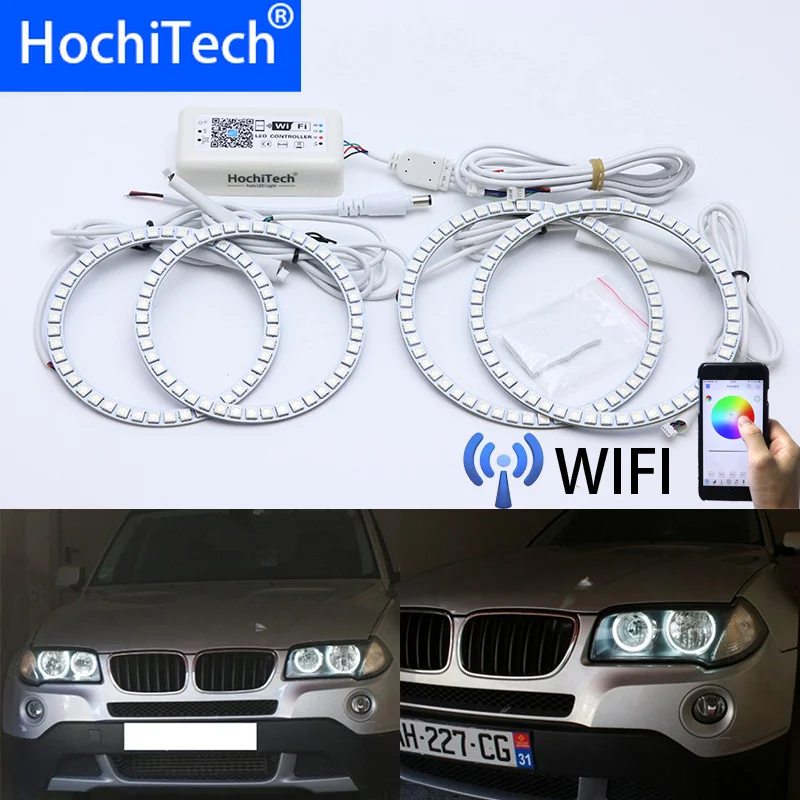 Wifi беспроводной RGB многоцветный светодиодный ангельские глазки Halo Rings Дневной
