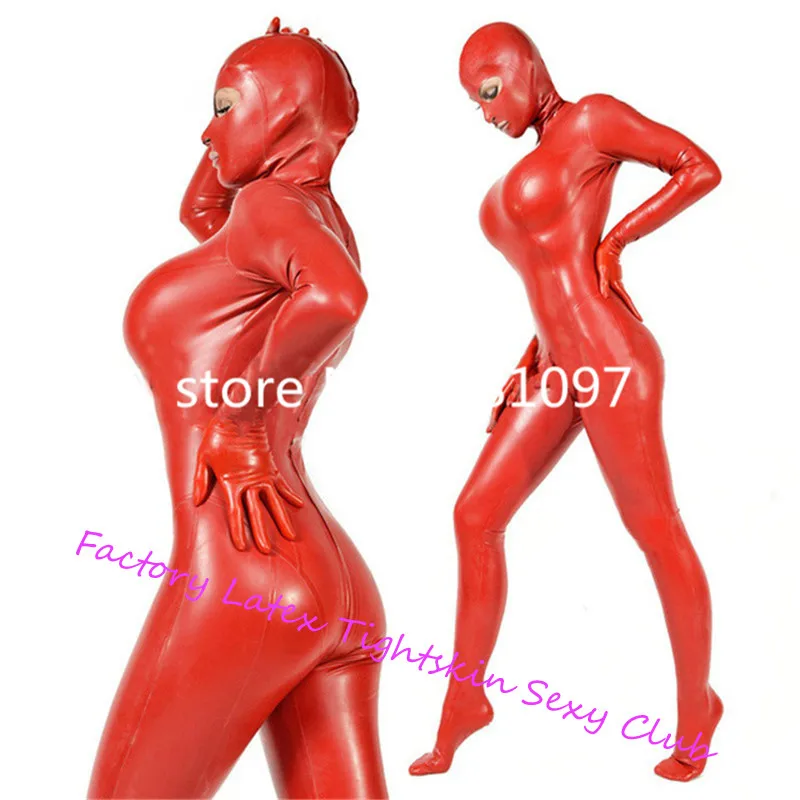 

Latex Bodysuits with Hoods Mask&Gloves Socks Full Bodysuits exotic apparel Black Zip Sexy Costume zentai women lingerie set