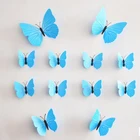 12 шт.лот 3D одноцветные наклейки на стену бабочки Свадебные синие Румяна красивые бабочки для детской комнаты Настенные наклейки украшения