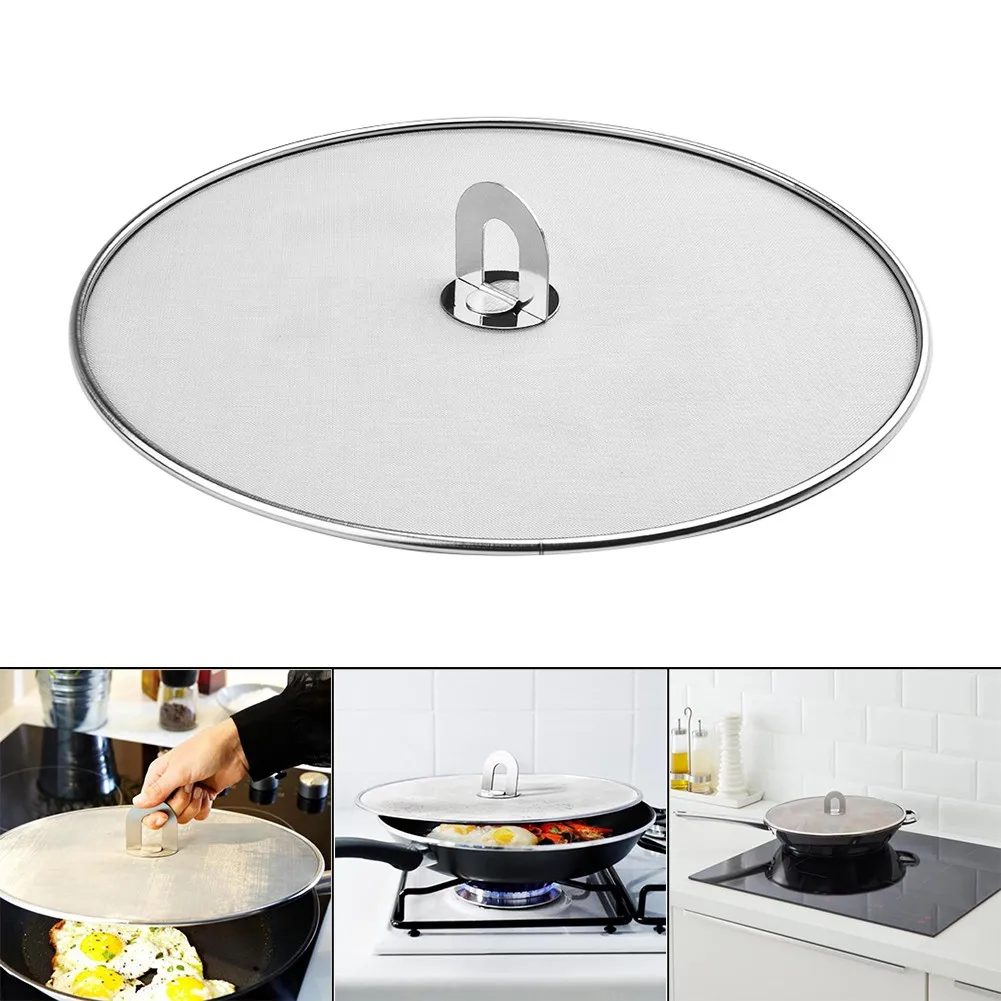 

1Pc 25/29/33cm Stainless steel Splash Guard Splatter Screen Kitchen Frying Pan Protect Air Fryer Accessories Cooking Tools