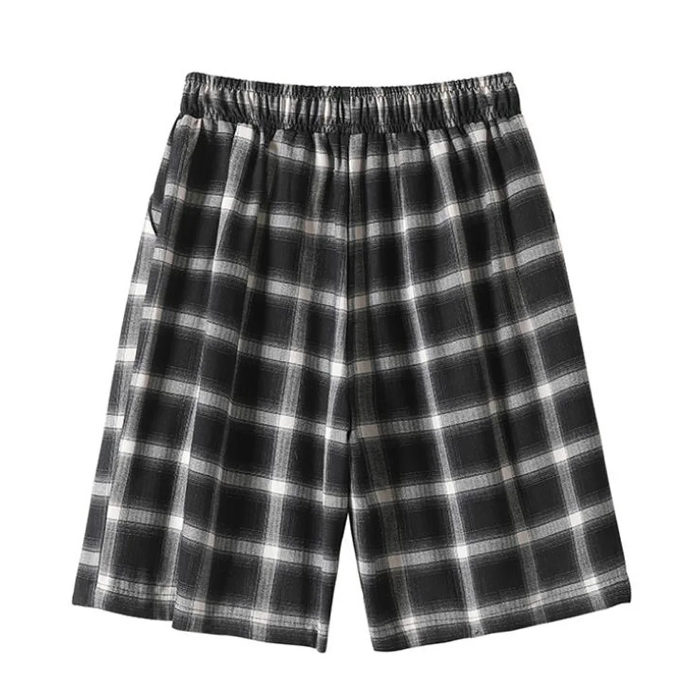 

Women Shorts Black And White Plaid Five-Point Shorts 2021 Summer Streetwear Harajuku Casual Loose Elastic Waist Straight Shorts