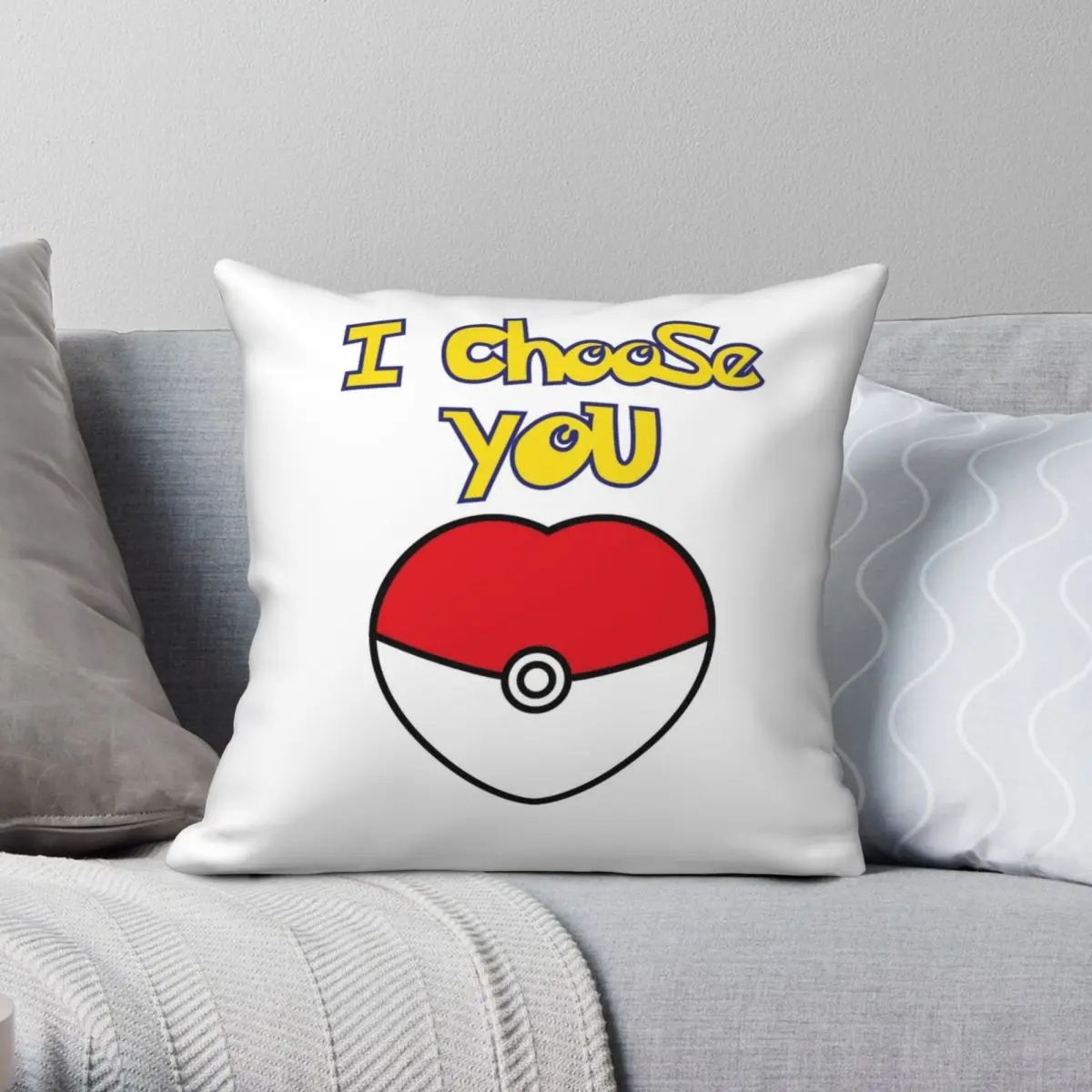 

Наволочка на квадратную подушку с покемоном и надписью «I CHOOSE YOU»
