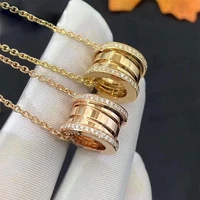 classic stainless steel three ring original zircon necklace gold and rose gold 925 transparent logo outer ring eye catching je