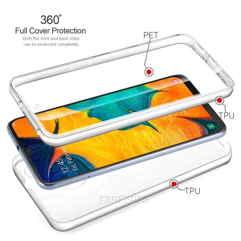 360 двойной силиконовый чехол для Samsung Galaxy A50 A30 A20 A10 A40 M10 M20 J4 J8 J6 A9 A8 A7 2018 S7 Edge S8 S9 S10 Lite