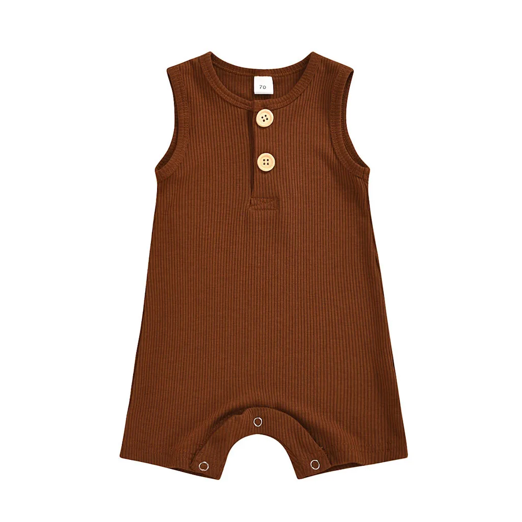 Комбинезон без рукавов для маленьких девочек однотонные Комбинезоны на