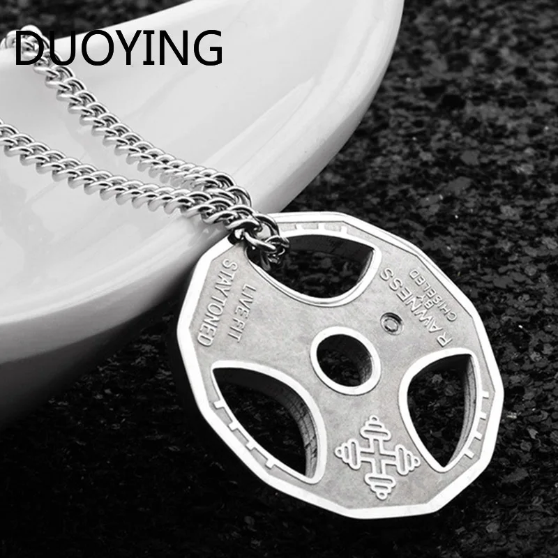 

DUOYING Fashion Dumbbell Bodybuilding Weight Lifting Pendant Necklace Men Women Unisex Jewelry Gifts CX17