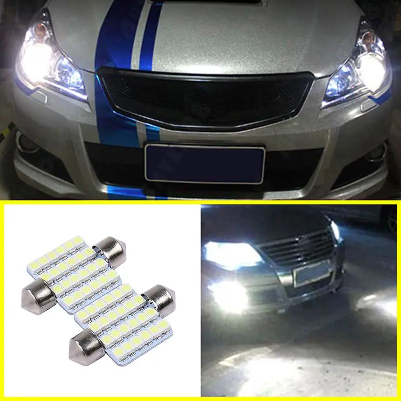 

36mm/39mm/41mm LED Interior Car Lamp Bulb 5 PCS 5W-12V-1210 24 SMD White Double Light