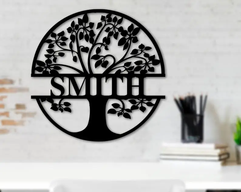

Custom Last Name Sign,Personalized Tree of Life Wooded Sign,Wall Art decor,Door Hanger,Housewarming Gift,Custom Sign for Family