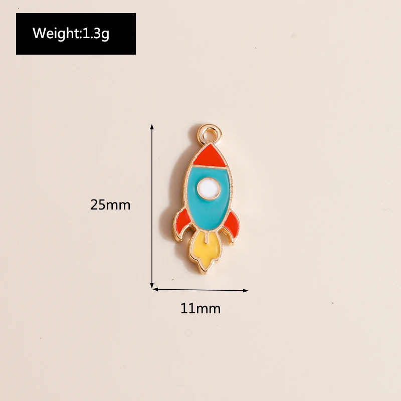10pcs 11*25mm Cartoon Aviation Rocket Charms for Jewelry Making Enamel DIY Earrings Pendants Bracelets Accessories - купить по
