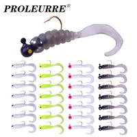 7pcslot jig head soft lures 5cm 2 6g worm wobbler artificial silicone bait with lead hook grubs maggot texas rig fishing tackle