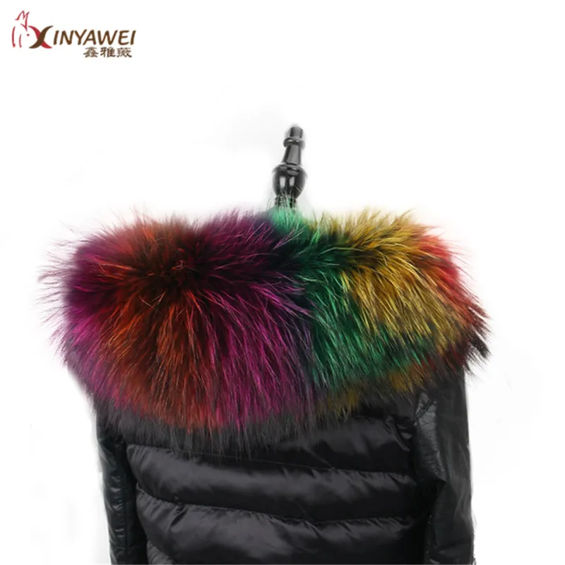 100% натуральный меховой воротник для парки пальто роскошный Теплый шарф из енота