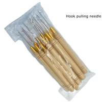 20 pcs wood hook pulling needle micro ring hair extension tools needle threader