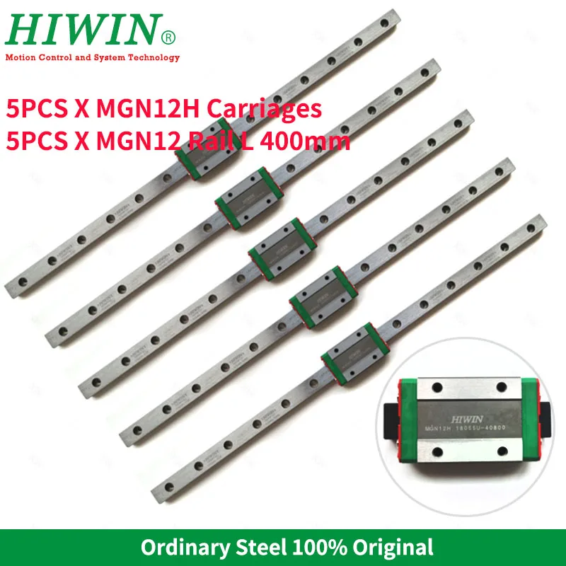 Hiwin 5 шт. MGN12H коляски слайдер+ 5 шт. 400 мм MGNR12C линейные рельсы серии MGN для 3d принтера линейные направляющие